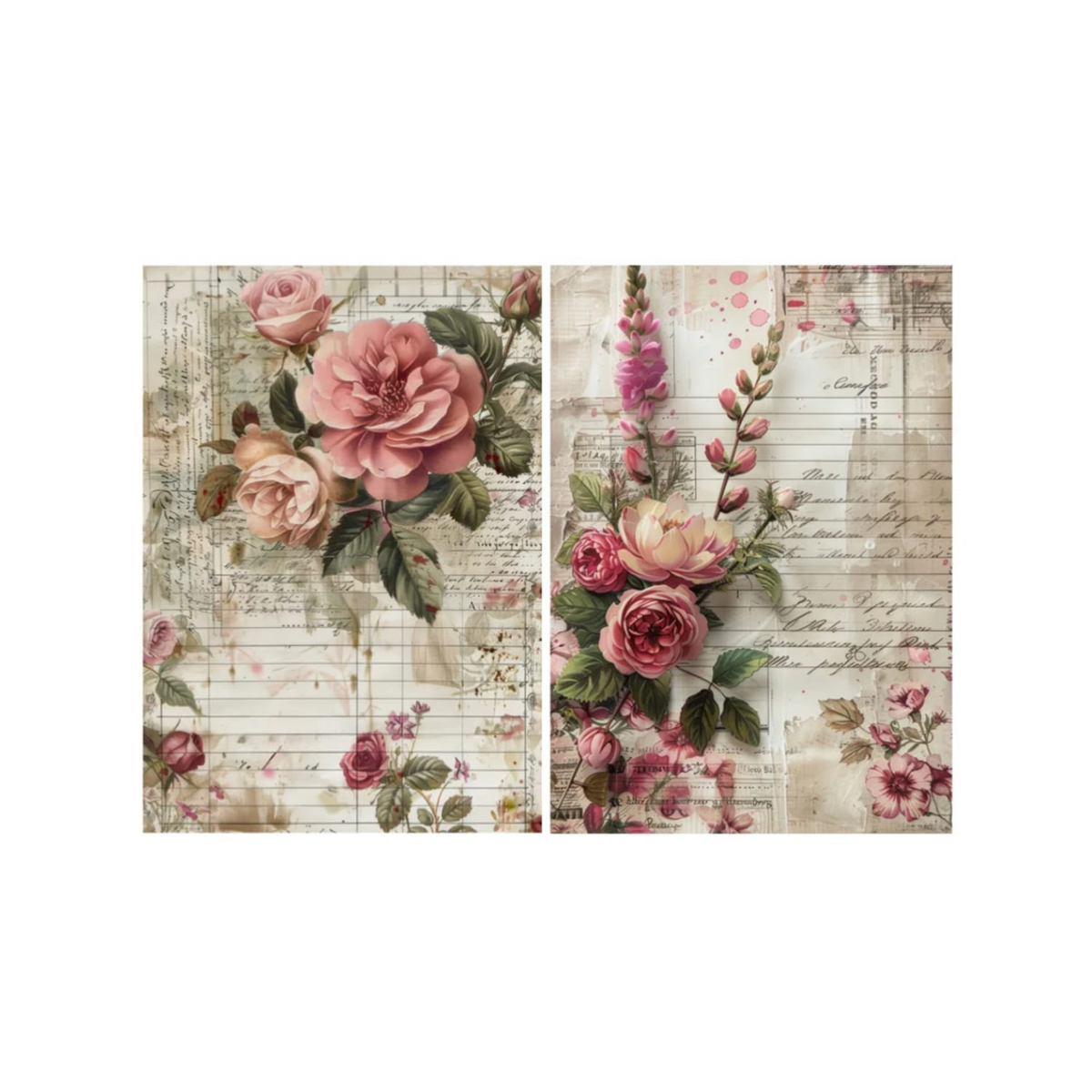Decoupage Paper-Coral Rose A4 size 2 sheets