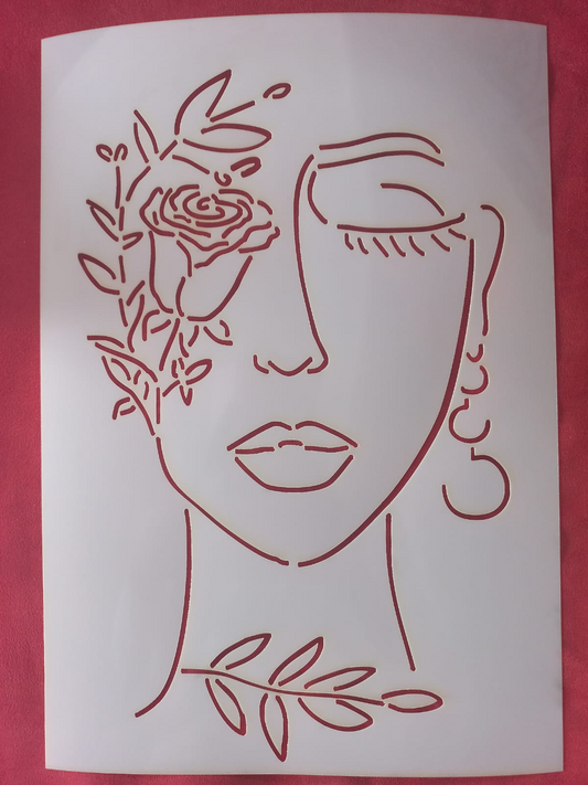 Flower Woman Stencil A4