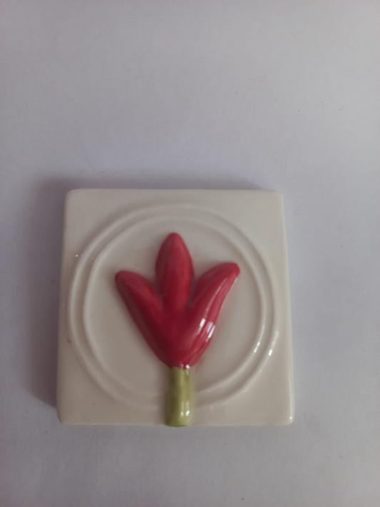 Mosaic Insert Red Flower 80x80