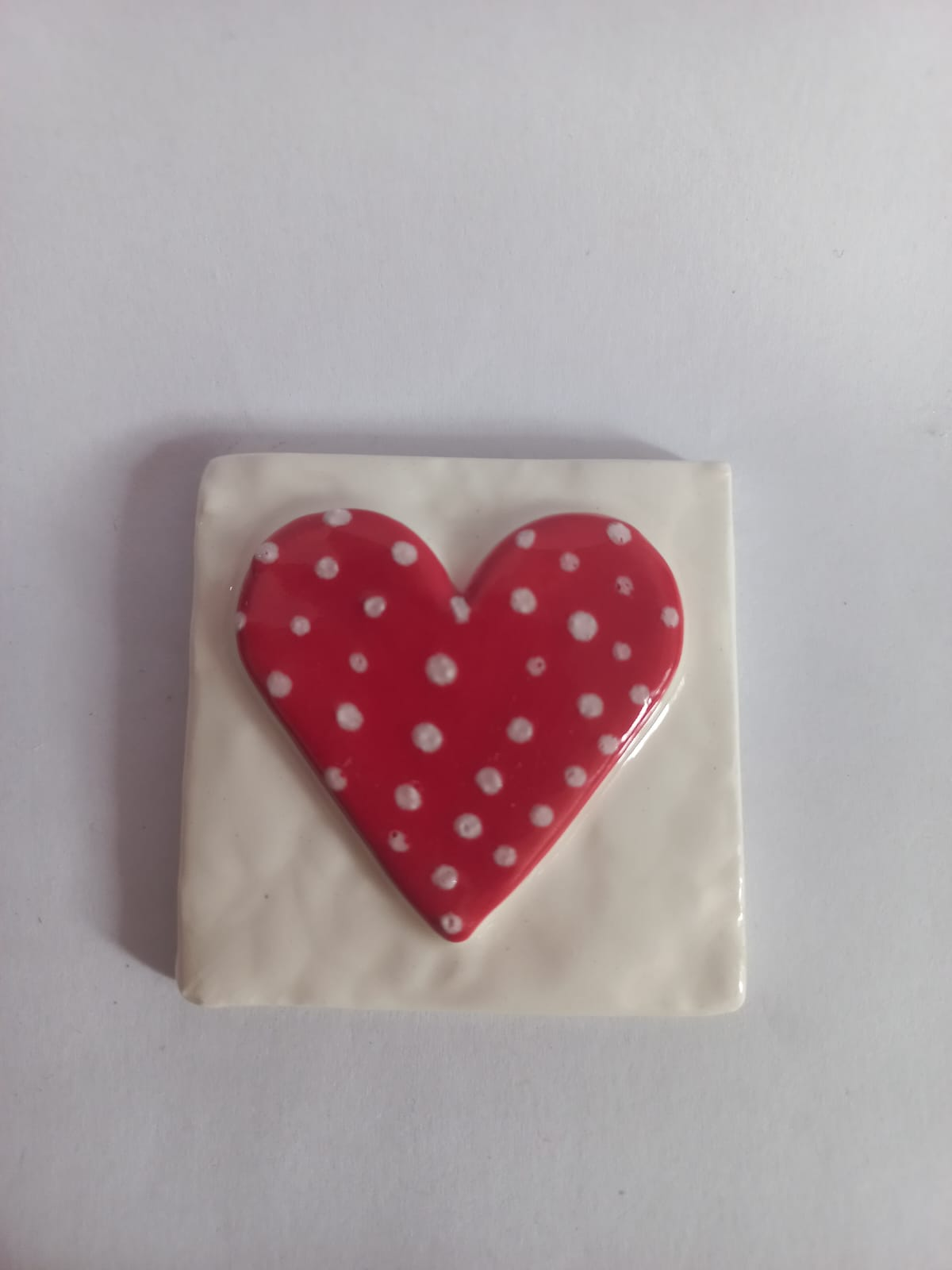 Mosaic Insert Red Heart with White Dots