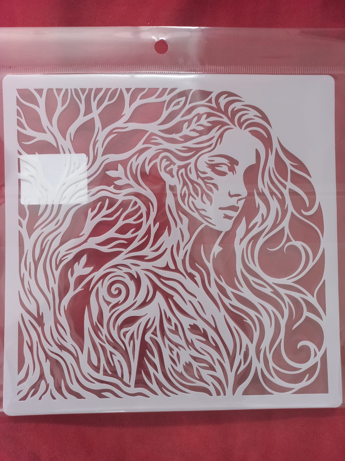 Nature Goddess Face & Branch Stencil