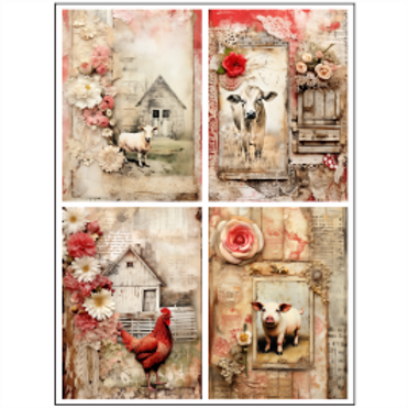 Tear Resistant Deco Print A6 Rustic Farm