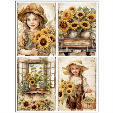 Tear Resistant Deco Print A6 Rustic Sunflower