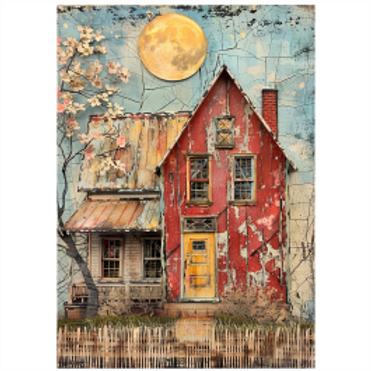 Tear Resistant Deco Print Whimsical House