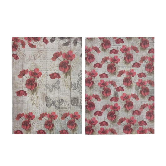 Decoupage Paper-Poppy Grace A4 Size 4 Sheets