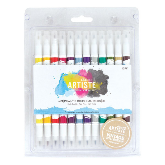 Dual Tip Permanent Brush Markers 12pk Vintage