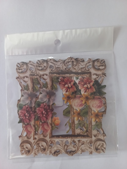 Embossed flower design frame stickers