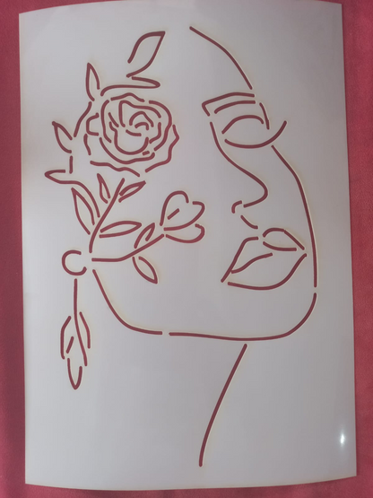 Flower Woman Stencil A4