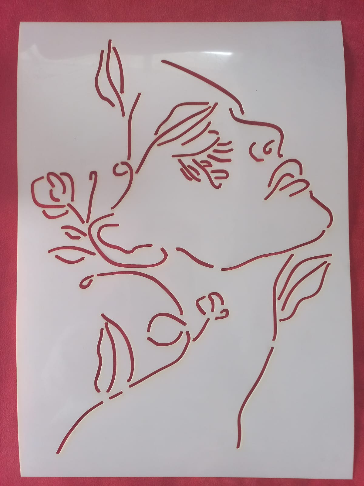 Flower Woman Stencil A4