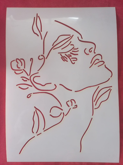 Flower Woman Stencil A4