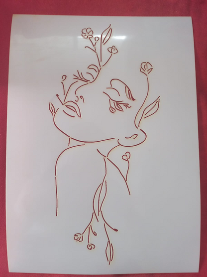 Flower Woman Stencil A4
