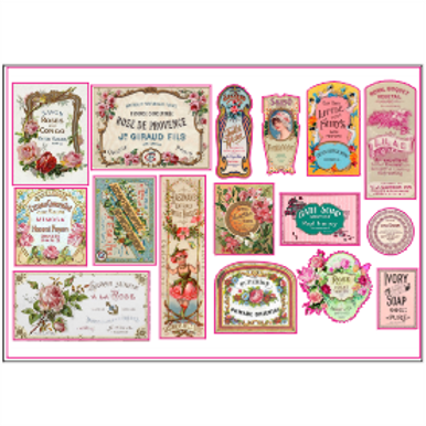 French Style Perfume Sticker Sheet A4