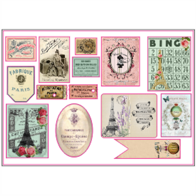 French Style Perfume Sticker Sheet A4