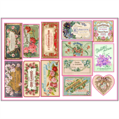 French Style Perfume Sticker Sheet A4