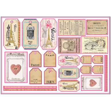 French Style Perfume Sticker Sheet A4