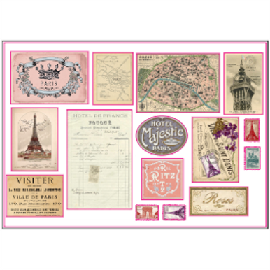 French Style Perfume Sticker Sheet A4