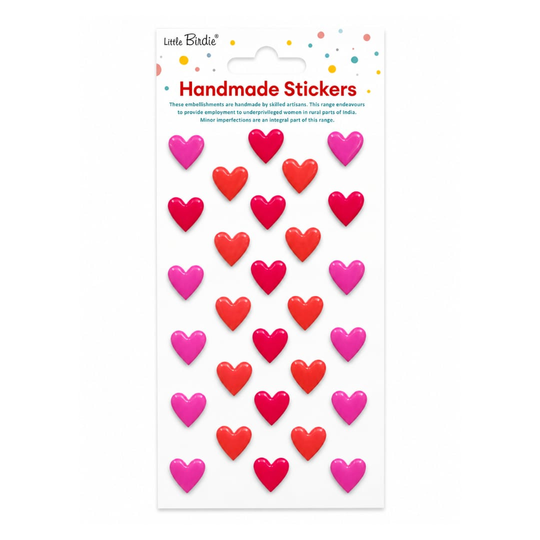 Handmade Stickers Rosy Red Hearts
