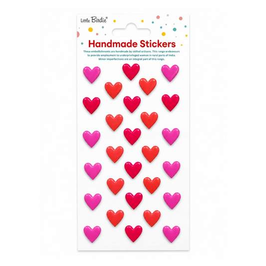 Handmade Stickers Rosy Red Hearts