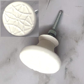 White Resin Doorknob Art Deco