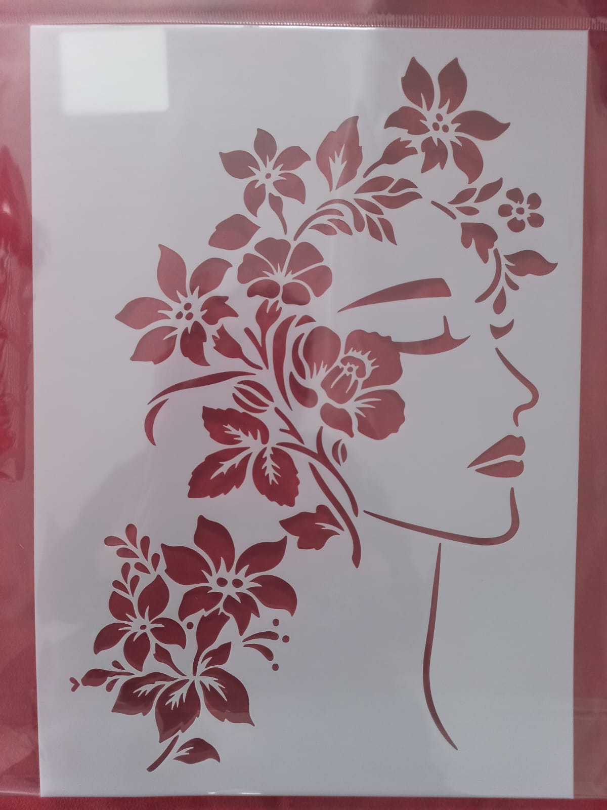 Nature Goddess Face & Branch Stencil A4