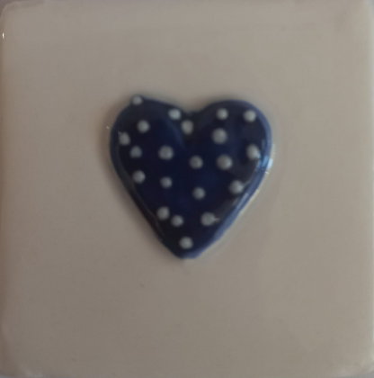 Mosaic Insert Blue Heart with White Dots