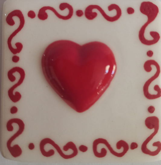 Mosaic Insert Red Twirly Heart 50x50