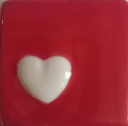 Mosaic Insert White and Red Heart 50x50