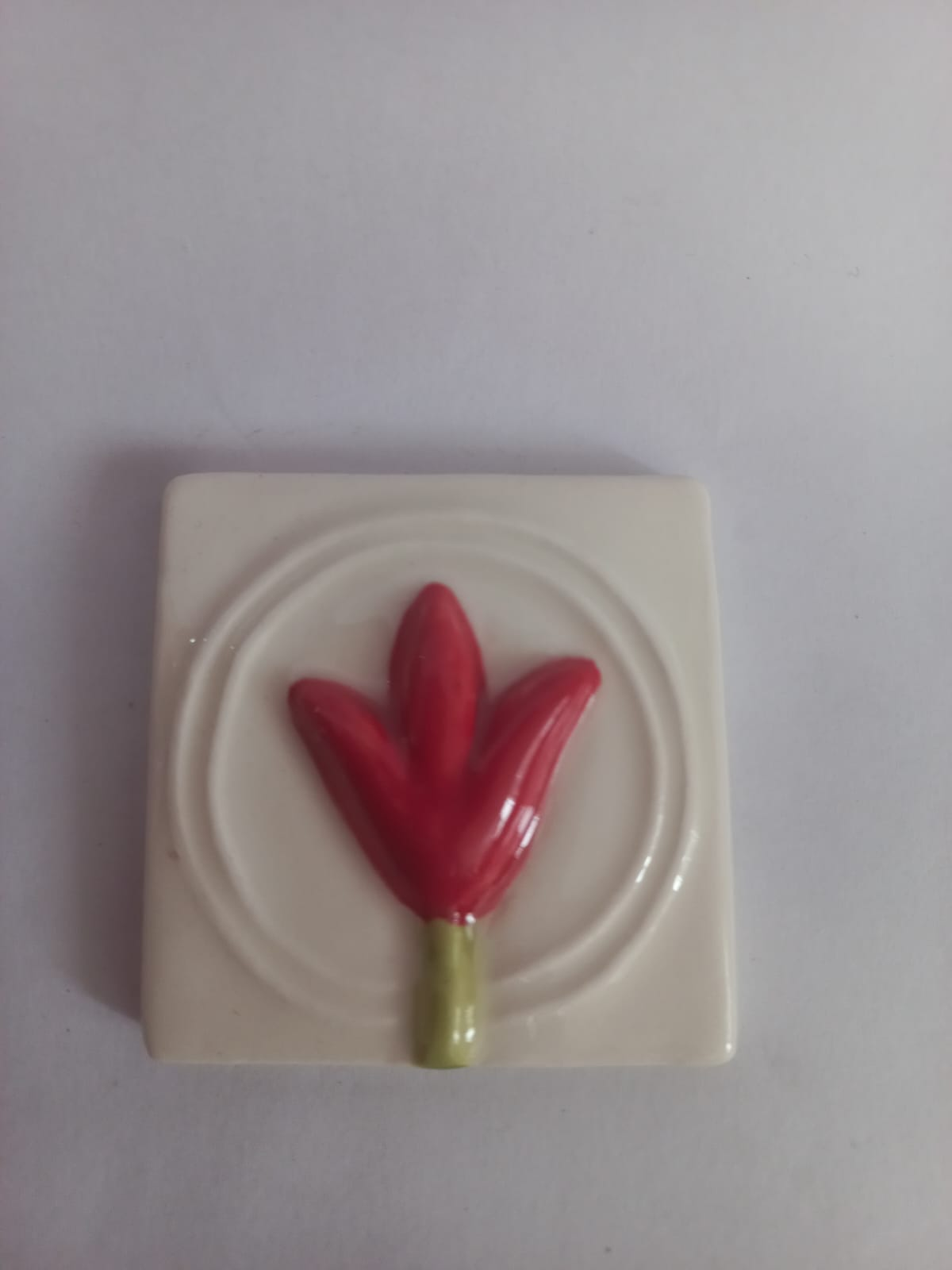 Mosaic Insert Red Flower 80x80