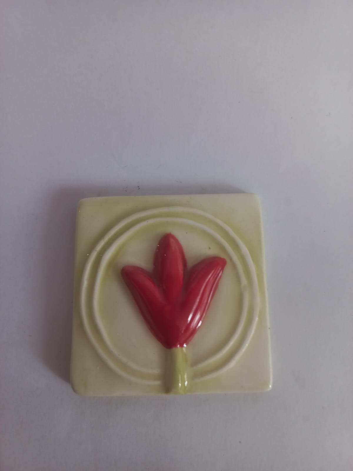 Mosaic Insert Red Flower 80x80
