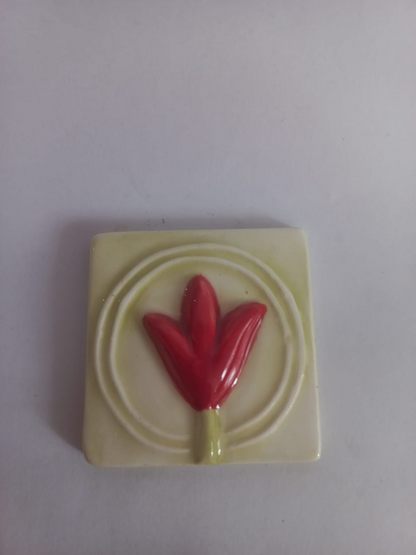 Mosaic Insert Red Flower 80x80