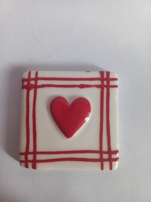 Mosaic Insert Red Heart in Stripes