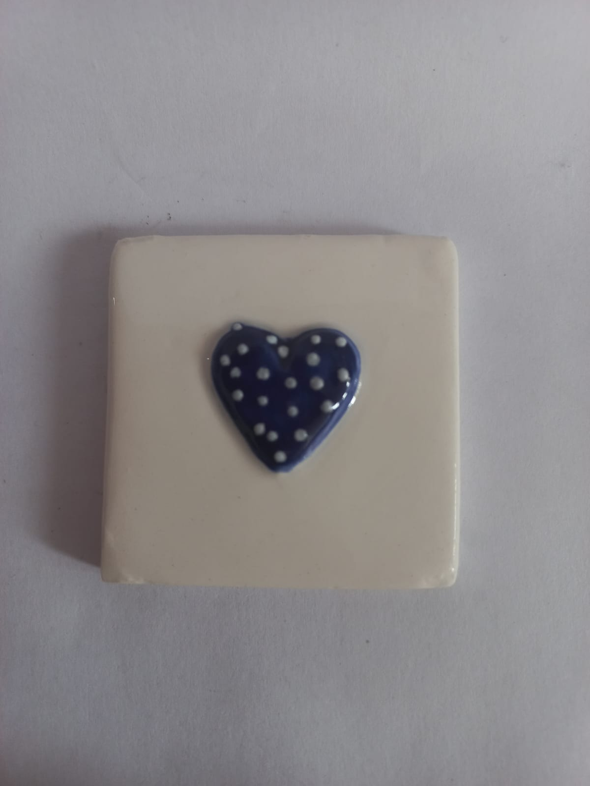 Mosaic Insert Blue Heart with White Dots