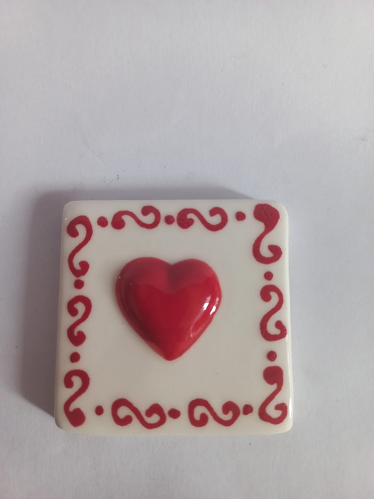 Mosaic Insert Red Twirly Heart 50x50