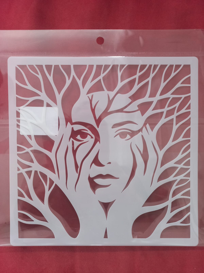 Nature Goddess Face & Branch Stencil