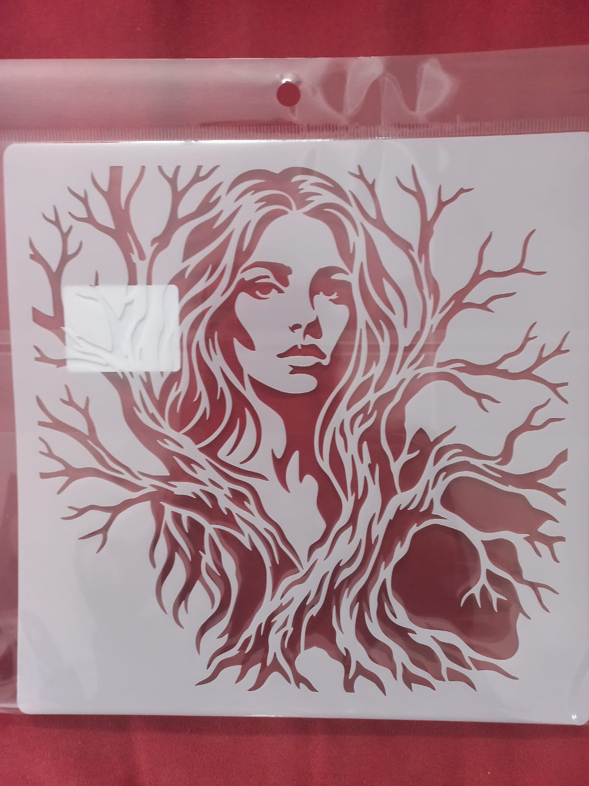 Nature Goddess Face & Branch Stencil