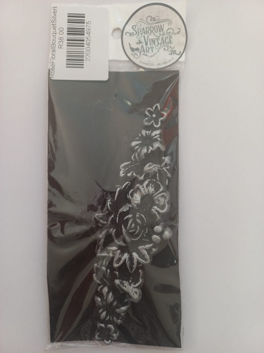 Resin Rose Floral Bouquet Silver