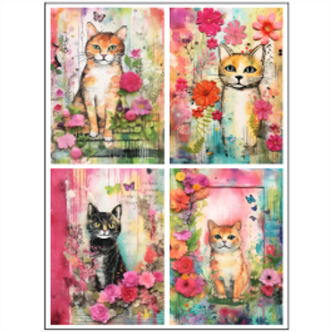 Tear Resistant Deco Print A6 Playful Cats