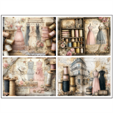 Tear Resistant Deco Print A6 Shabby Sewing