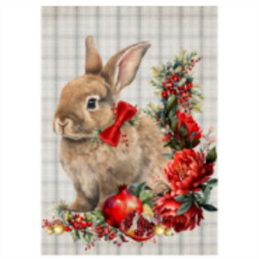 Tear Resistant Deco Print Christmas Rabbit
