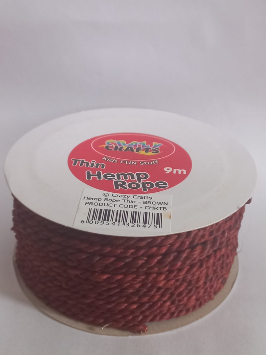 Thin Hemp Rope Brown 9m