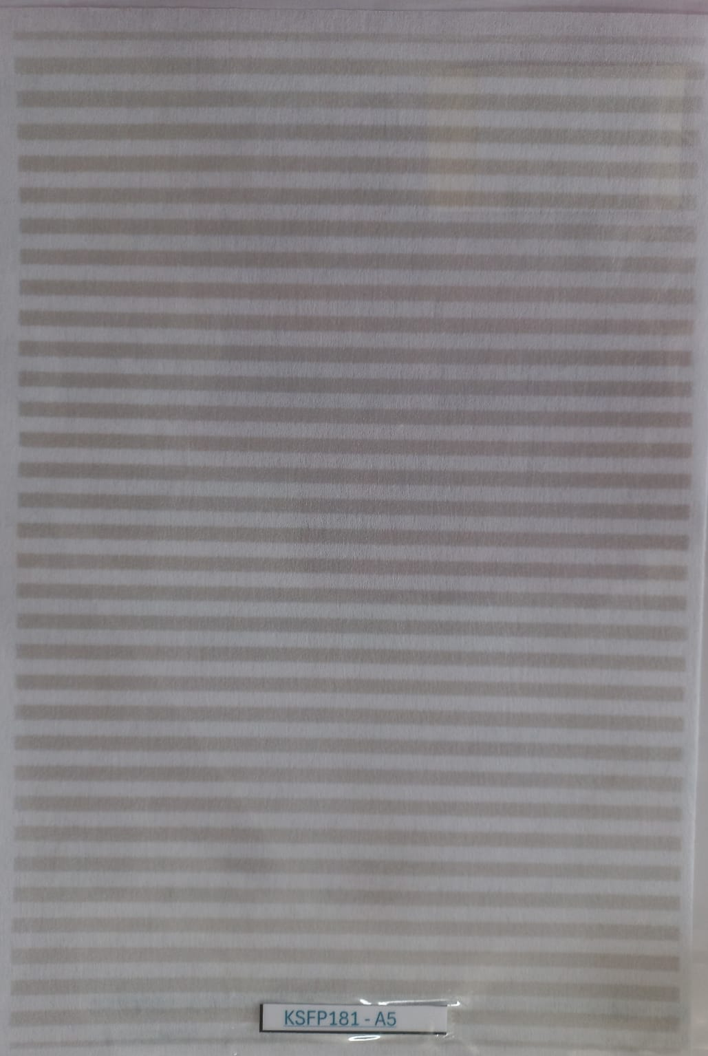 A rectangular white mesh or fabric panel with evenly spaced horizontal stripes, enclosed in a clear plastic sleeve. A small label at the bottom reads KSP181-A5.