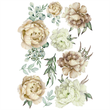 Vinyl Transfer Beige Blooms A3