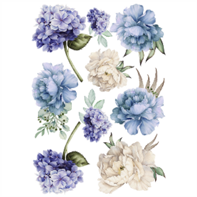 Vinyl Transfer Blue Blooms & Hydrangea A3