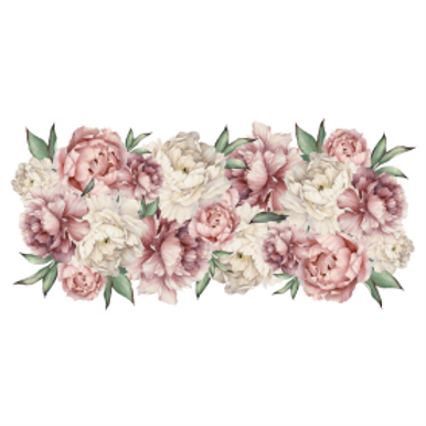Vinyl Transfer Border Pink, White Blooms