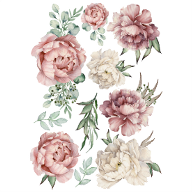 Vinyl Transfer Pink and White Blooms A3