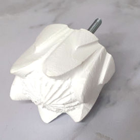 White Resin Doorknob Protea 46mm x 42mm